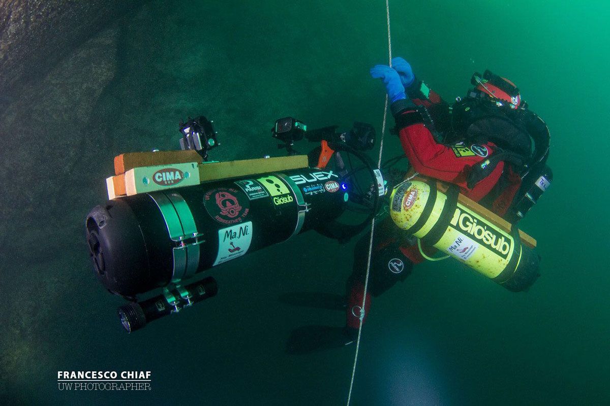 record di immersione profonda Luca Pedrali