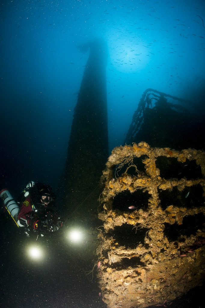 immersione nei relitti della liguria