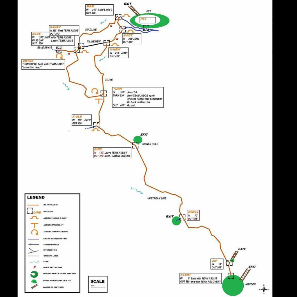 mappa del percorso in grotta