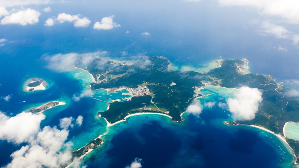 Okinawa vista drone, salute barriera corallina