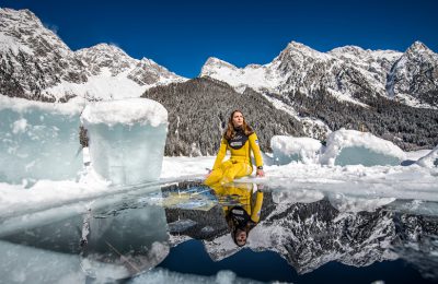 cafolla-record-sotto-ghiaccio-apnea con attrezzatura subacquea SEAC