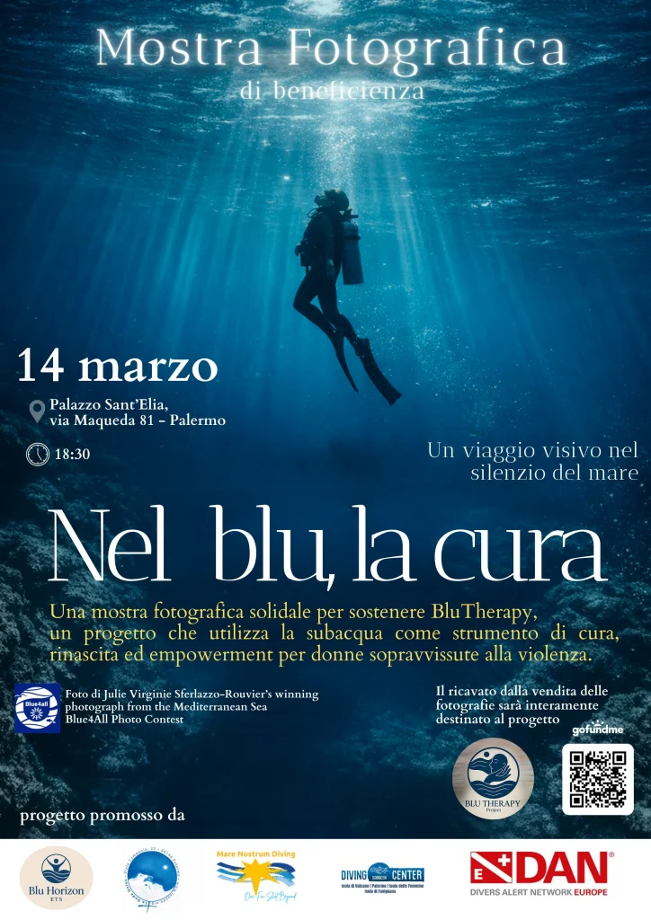 Locandina mostra fotografica: "Nel blu, la cura"