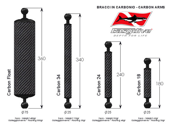 Braccetti in carbonio per fotosub