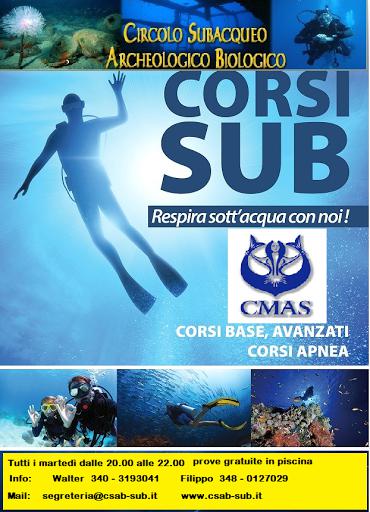 CSAB circolo subacqueo archeologico biologico corsi sub Milano