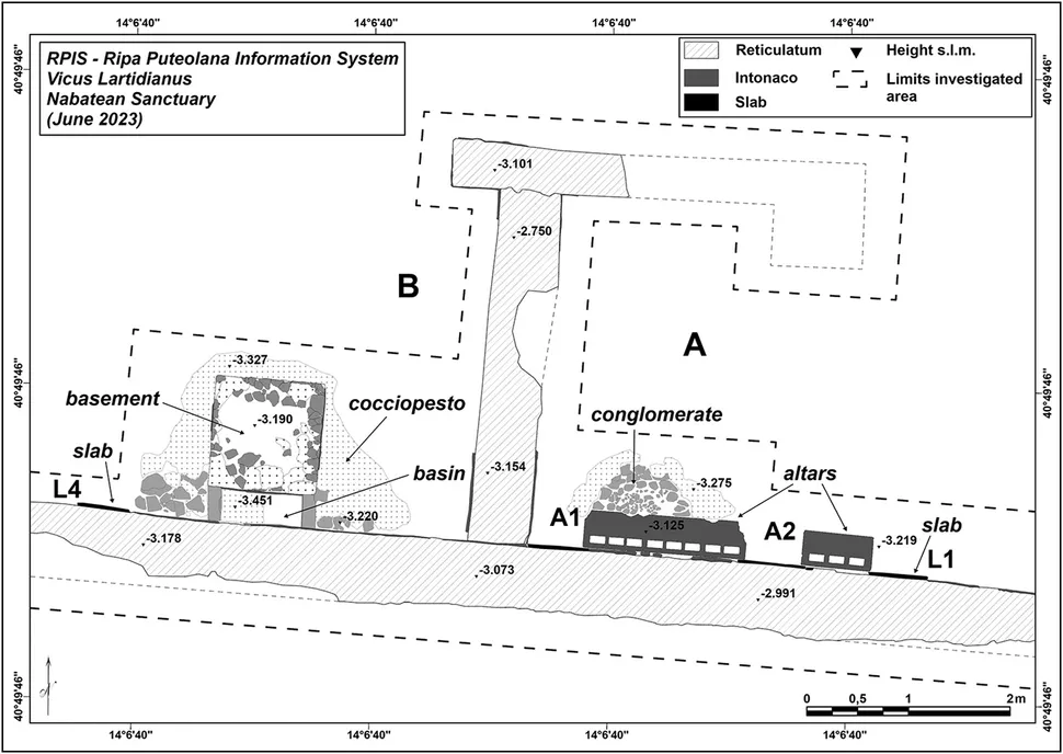 mappa scavi tempio nabateo pozzuoli