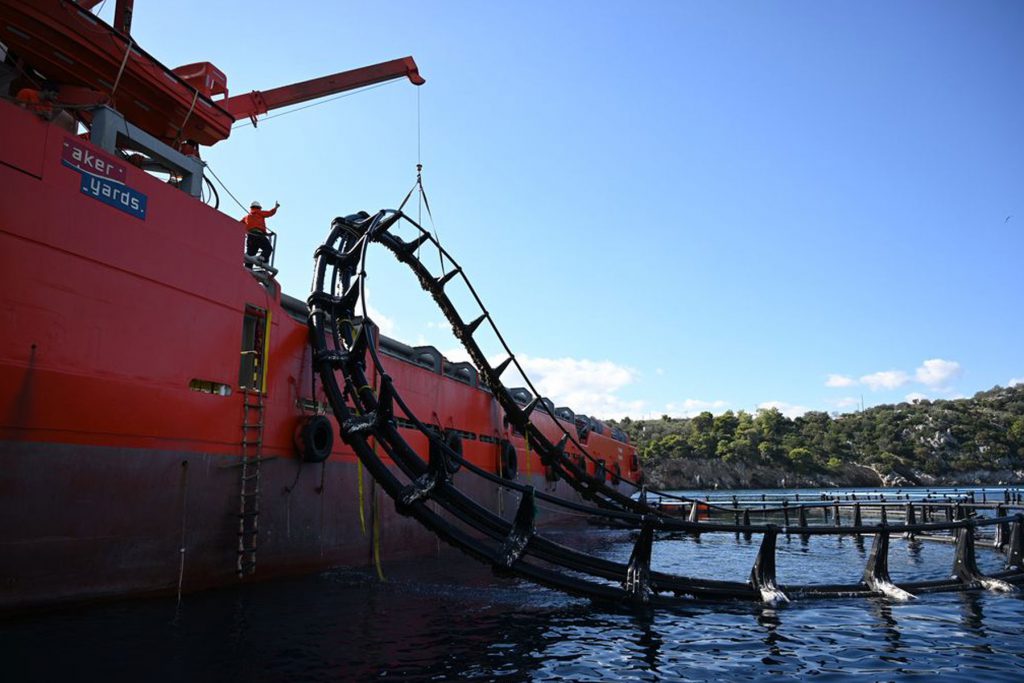 Rimozione di un allevamento ittico - recupero rete